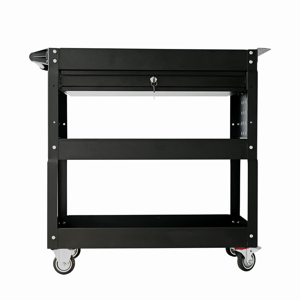 Cross-Border Hot-Selling Amazon Three-Tier Tool Cart with Side Panels and Drawers for Hardware Storage in Auto Shops