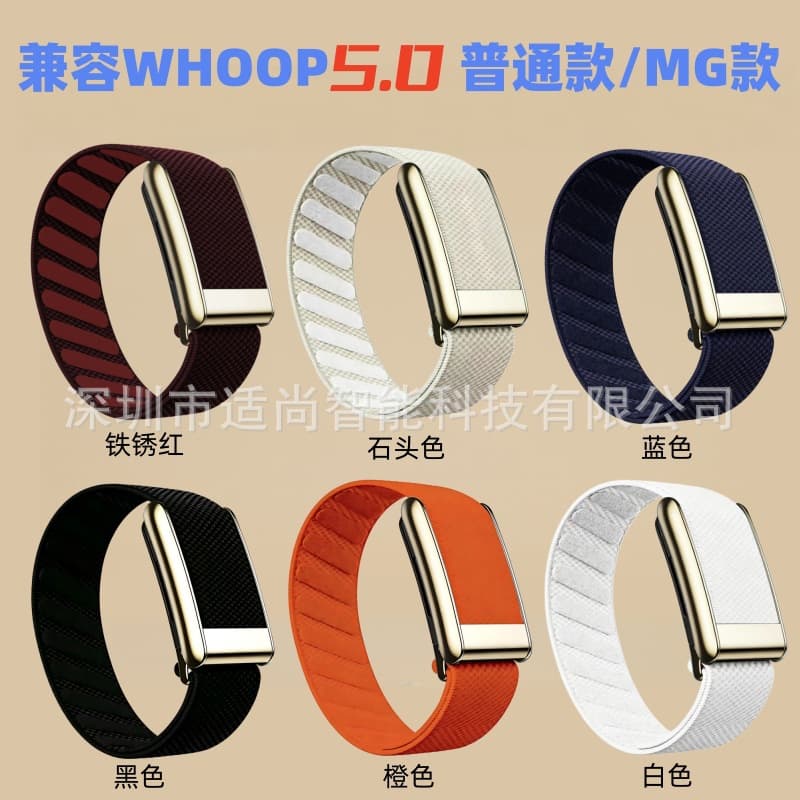 Suitable for Whoop5.0 bracelet nylon elastic band bright gold frame ECG model large number of multi-color spot wholesale