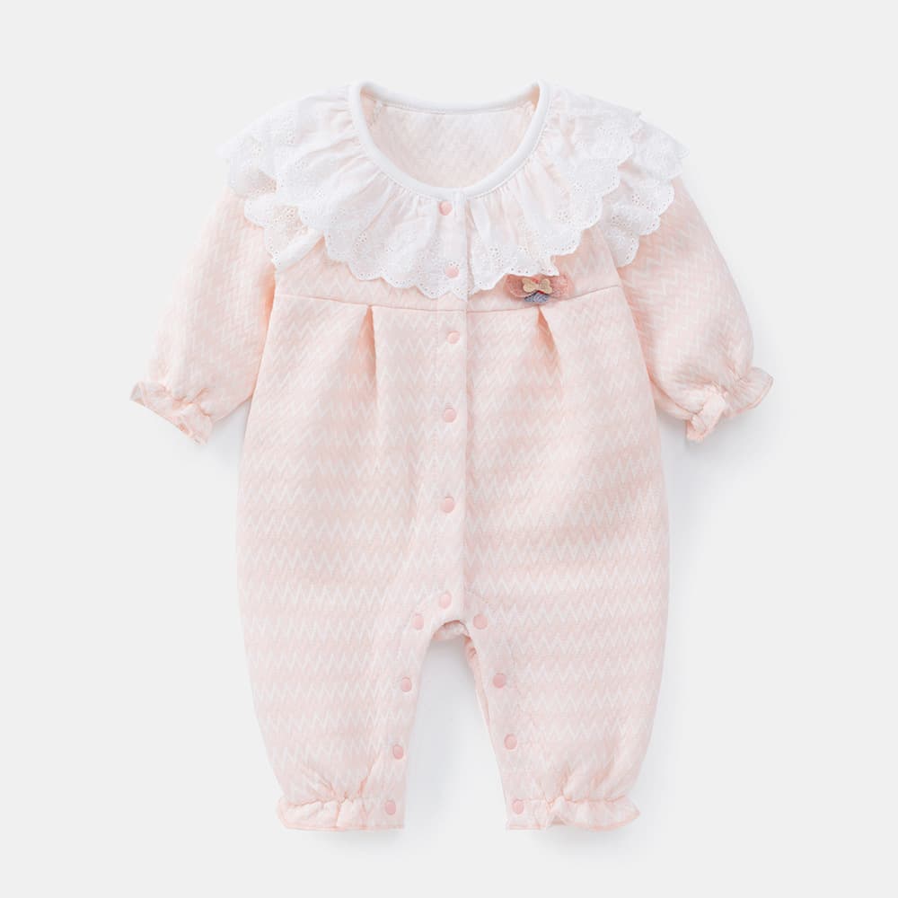 Baby Girl Clothes Autumn Winter Air Layer Cotton Warm Newborn Romper 3917 Outgoing Crawling Suit Long Sleeve Sweet Style