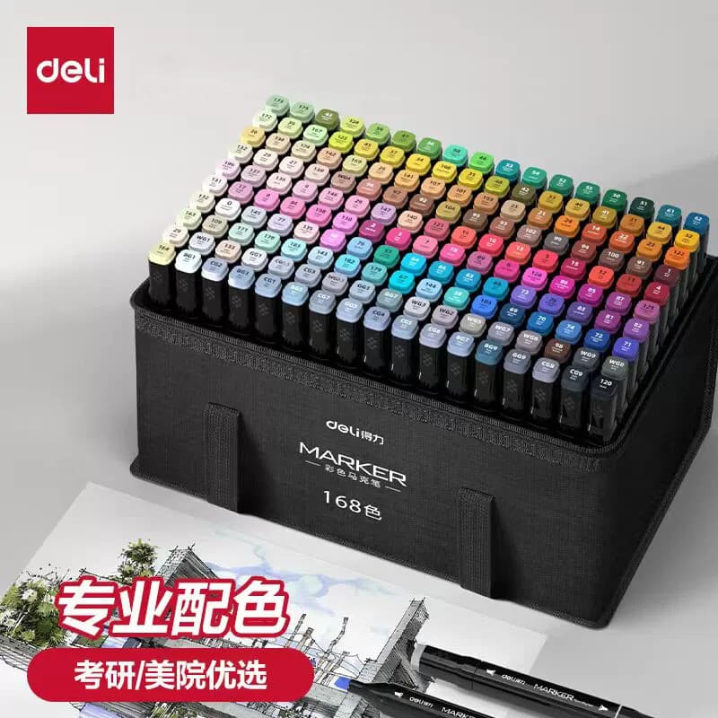 Deli Marker Pen 70806 Set, Double Head Color Pen for Student Anime Painting Design, Art Pen Touch Oil