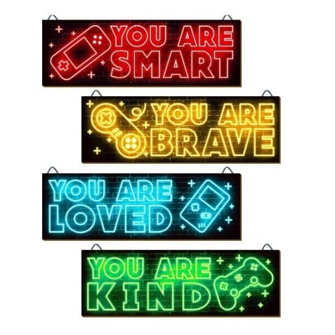 Wooden Art Decorative Wall Hanging for Game Room Neon Boys' Room Cartoon Wall Decor Children's Room Wooden Art Wall Hanging