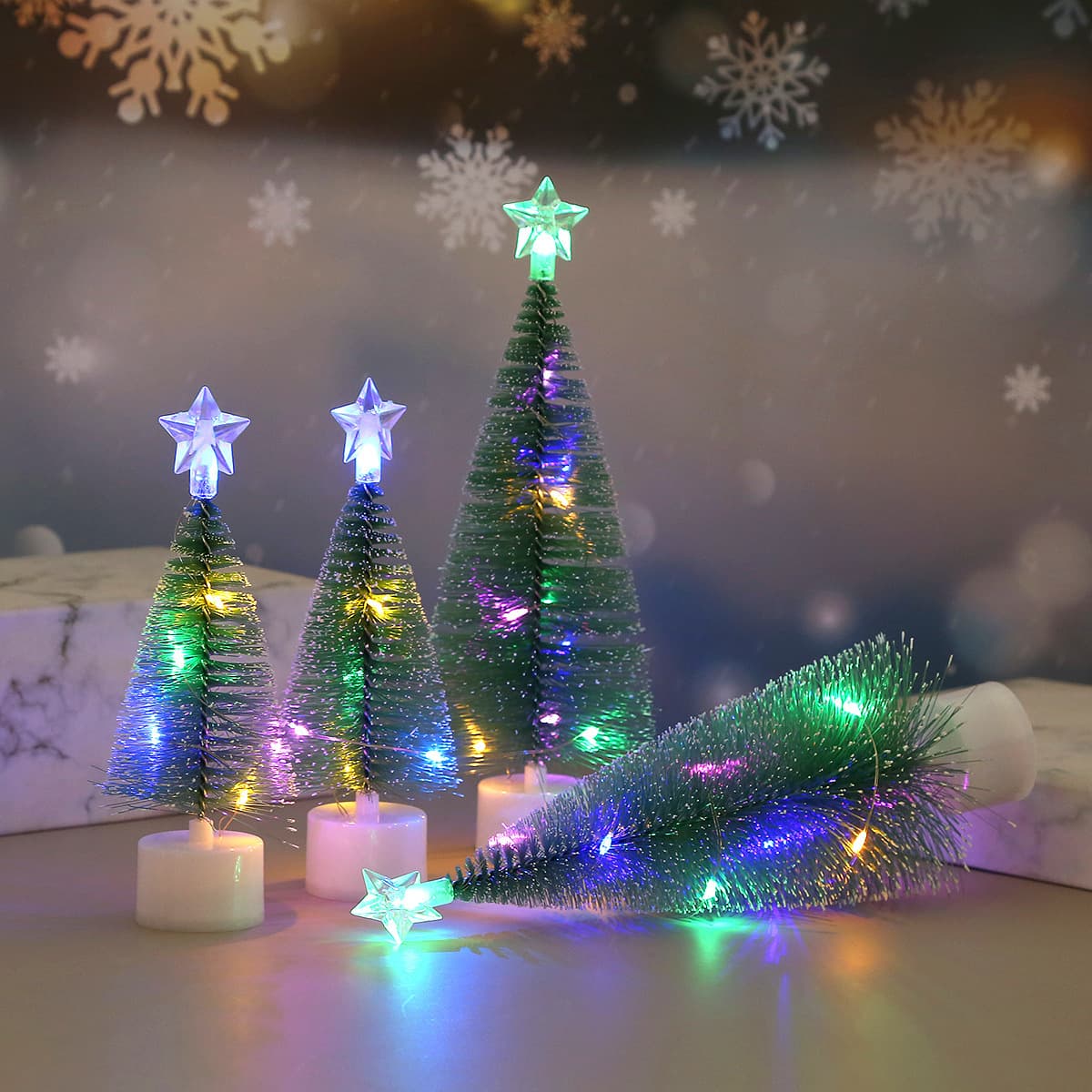 Cross-border mini colorful luminous Christmas tree Christmas gift scene layout atmosphere desktop decorations