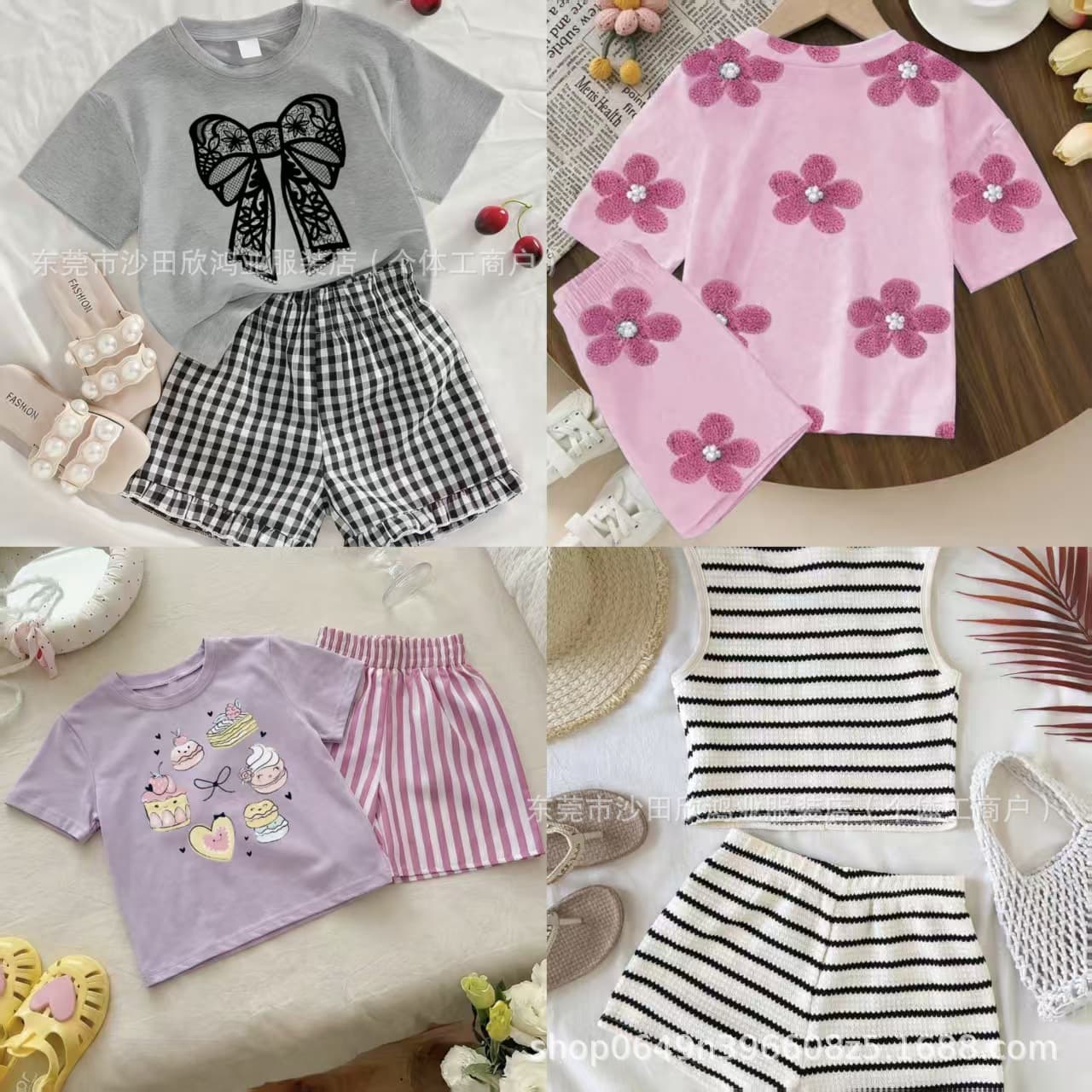 Shein New Kids Boys and Girls Mixed Fashionable Outfit Two-Piece Set Cross-Border Export Wholesale