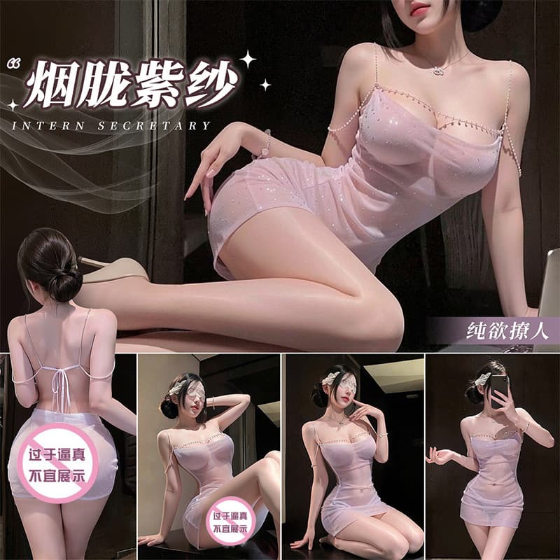 Shallow chant of pure desire, sultry see-through suspender skirt, sexy dress, sweet nightgown, gauze, hot sexy lingerie set