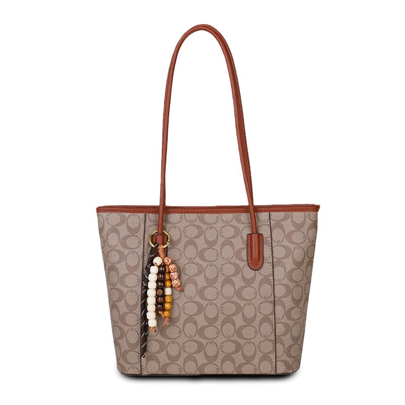 Cross-Border Letter Print Handbag for Women, Versatile Commuter Large Capacity Shoulder Bag, High-End Retro Tote Bag for Women
