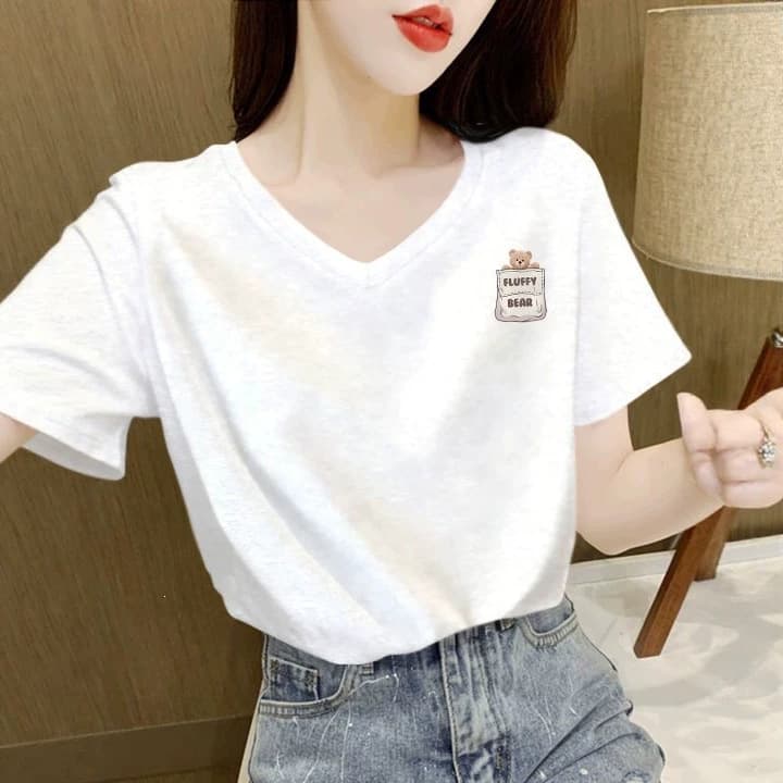 Korean Style 2026 New Summer Simple Slub Cotton Short Sleeve T-Shirt Women White Loose Fit Pure Cotton Tee