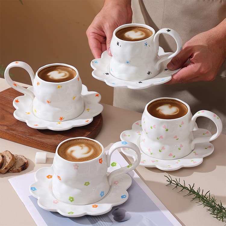 Niche Design Korean Ins Style Coffee Cup Hand-Painted Underglaze Handmade Ceramic Coffee Gourd Cup