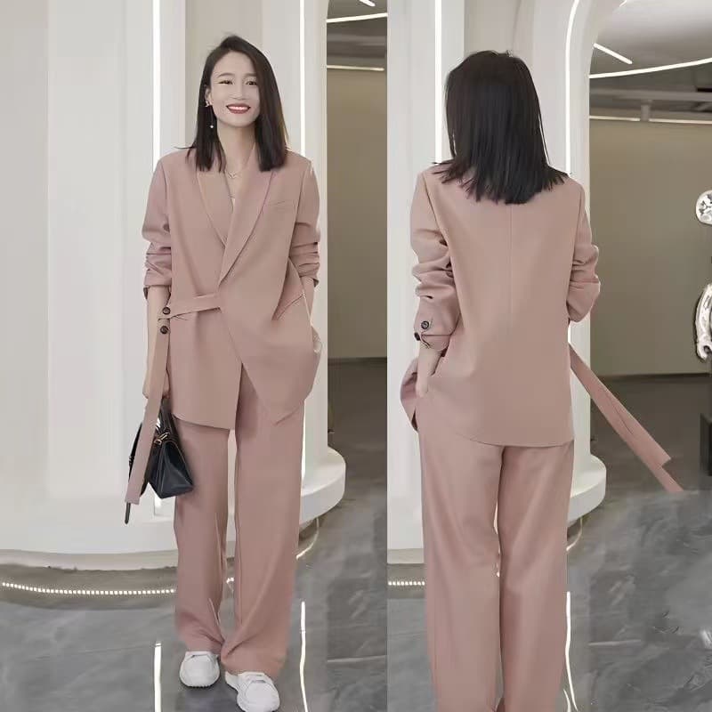 Factory Exclusive Sister Same Style Spring/Autumn Plus Size Loose Age-Reducing Wide-Leg Pants Two-Piece Suit Set for Women