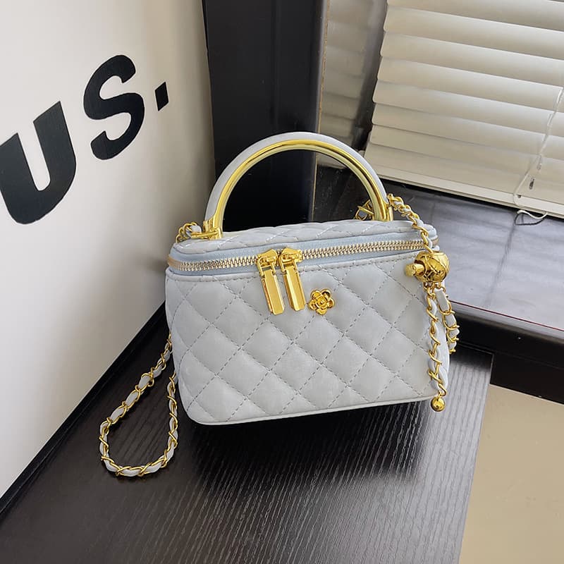 Summer rhombus hand-held box bag, temperament, large capacity, shoulder crossbody bag, niche texture, western style chain bag