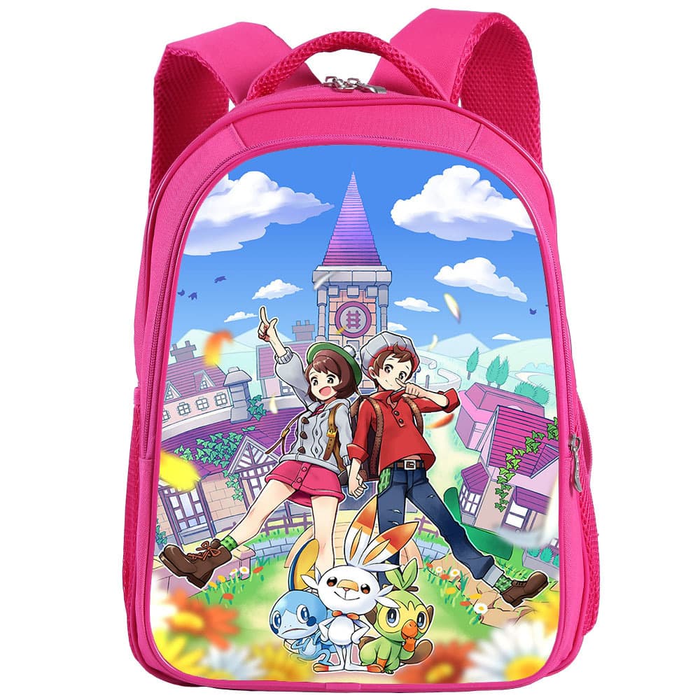 Pokemon Backpack 16-Inch Pocket Monsters Cartoon Pokemon Girls Pink Backpack