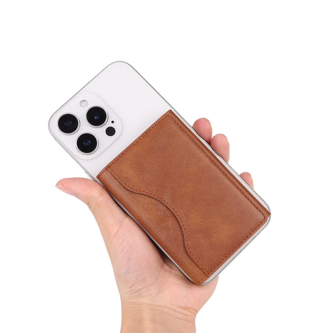 Manufacturer straight hair Pu leather three-fold magnetic card holder for Apple 16Pro mobile phone case bank card ID