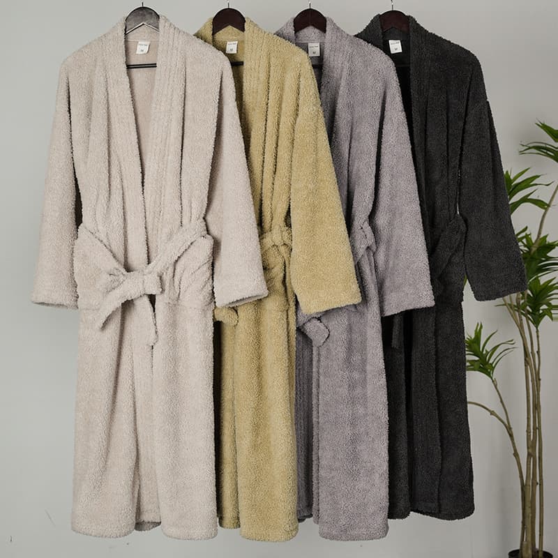 Custom Cross-Border Bathrobe Coral Fleece Bathrobe Thick Warm Couple Bathrobe Simple Kimono Collar Men's and Women's Bathrobe
