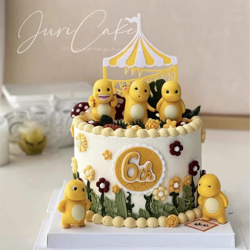 Trendy Cute Milk Dragon Cake Decoration Cartoon Chubby Little Milk Dragon Figurine Korean Style Balloon Dessert Table Insert