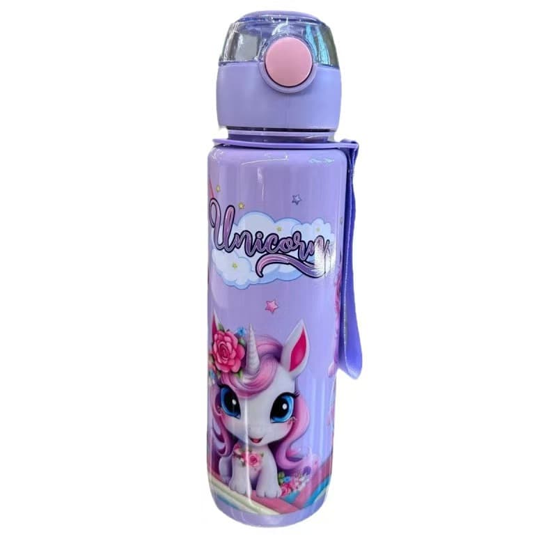New Unicorn Pattern Transparent Water Bottle, Cute Leak-Proof and Drop-Proof Outdoor Portable Cup, Large Capacity