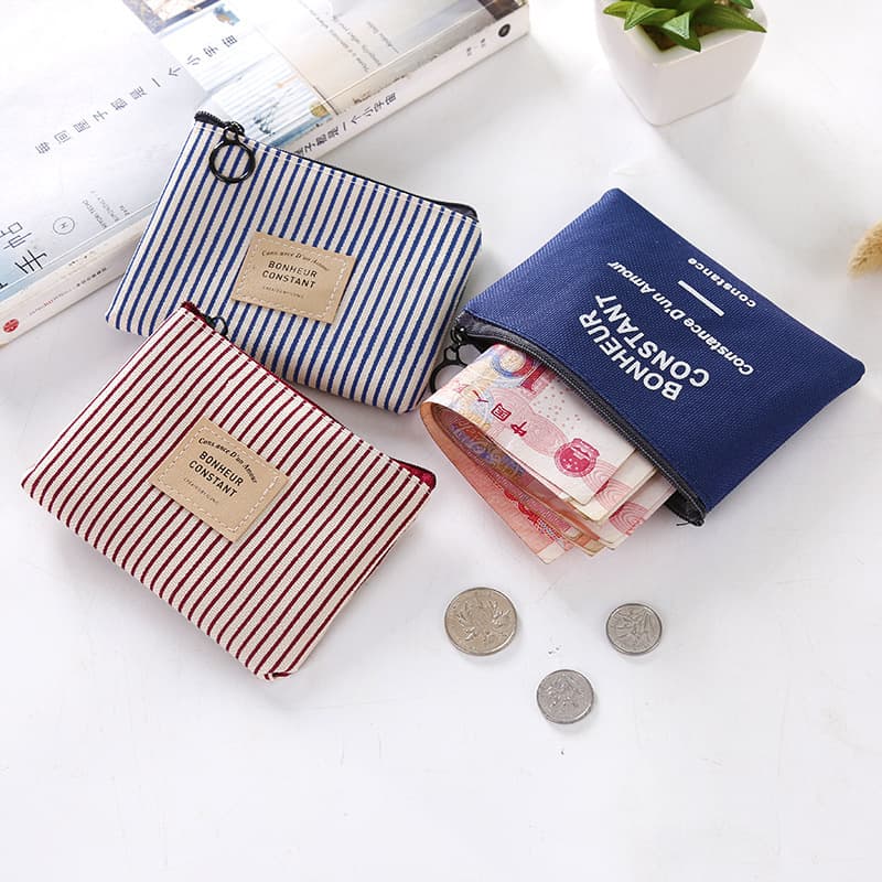 Fabric Geometric Coin Purse, Fresh Cotton Linen Small Wallet, Coin Bag, Simple and Stylish Card Holder, Key Pouch, Storage Bag
