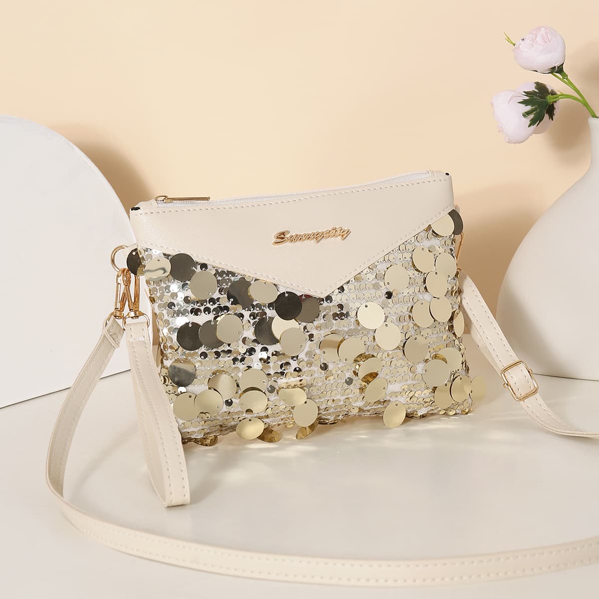 New Sequin Evening Bag, Party Bag, Unique European and American Cross-border Women's Bag, Single Shoulder Dress Wedding Bag, Clutch