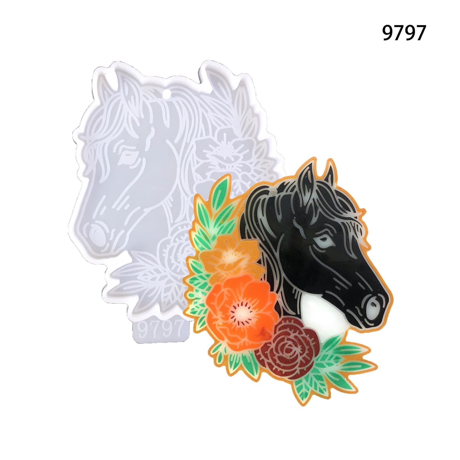 Little Horse Keychain Silicone Mold with Flower Horse Key Decoration Pendant Backpack Pendant Little Horse Epoxy Resin Mold