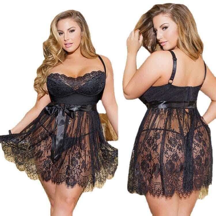 Erotic Lingerie for Export, See-Through Lace, Sexy Eyelash Lace Trim, Sexy Nightgown, See-Through Sleepwear