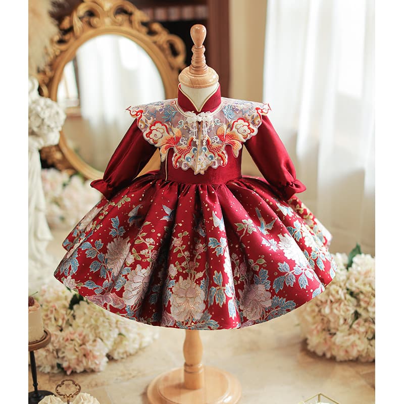 One-year-old dress baby girl princess dress 2026 spring Chinese Tang suit cheongsam girl national style birthday party