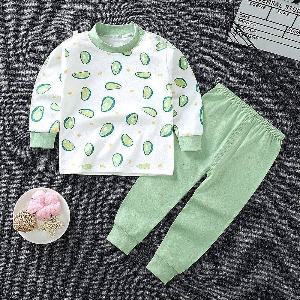 Kids' Cotton Underwear Set for Girls, Autumn Long-Sleeve Top and Pants 2-Piece, Ages 0-6, Cotton Thermal Sleepwear for Babies and Toddlers
