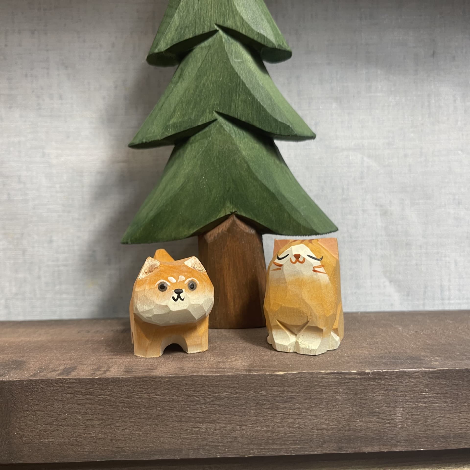 Kitten Puppy Carving Handmade Wood Carving Ornament Cute Creative Gift Wholesale Orange Cat Shiba Dog