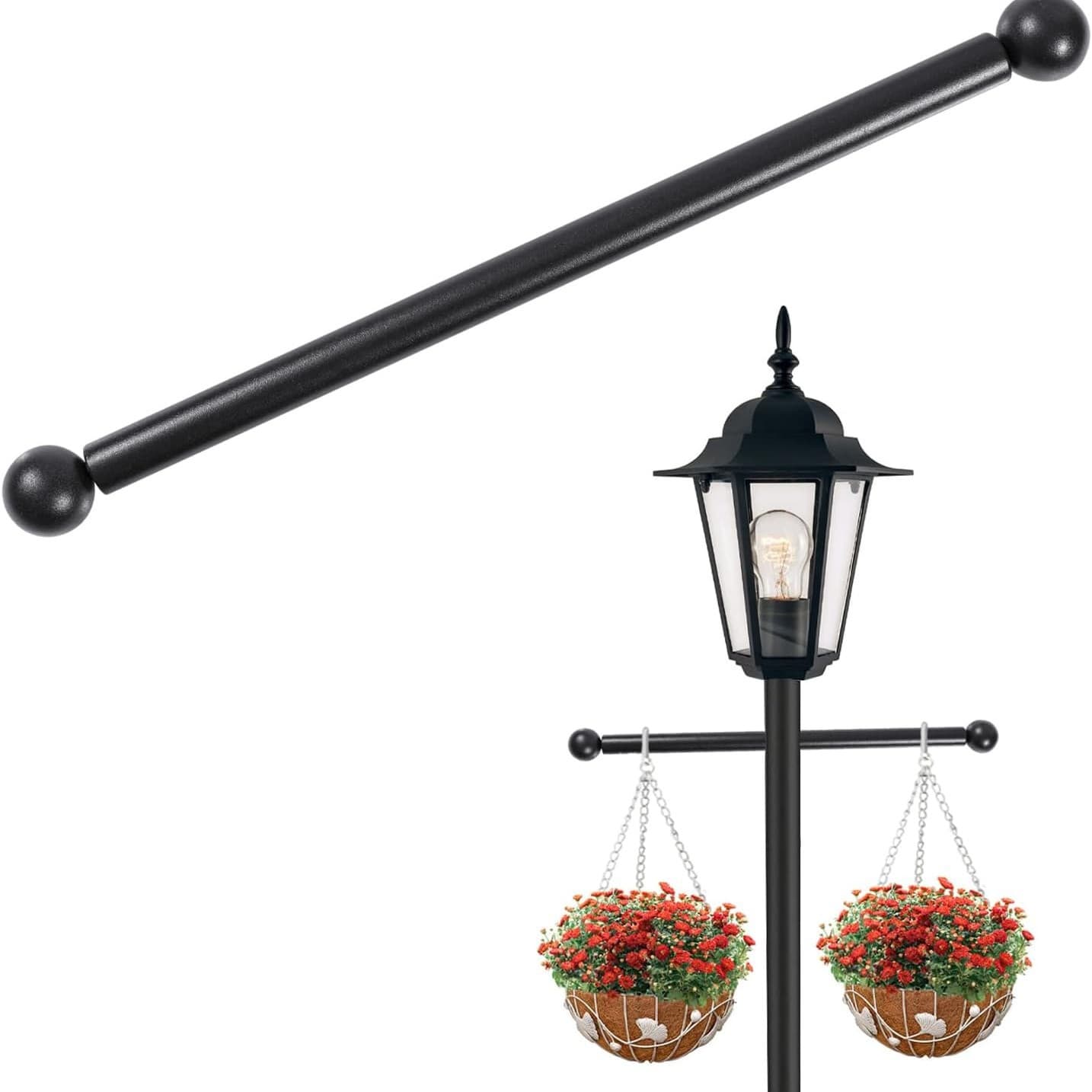 Lamp Post Cross Arm Outdoor Lamp Post Horizontal Arm Ladder Frame Cross-border Hot Selling Black Metal Flagpole Crossbar Ladder Resting Post