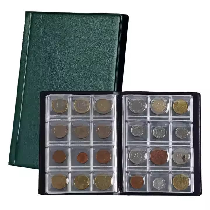 120-Slot Coin Collection Album Anti-Oxidation 60-Slot Commemorative Coin Positioning Album Transparent PVC Inner Pages Ancient Copper Coin Storage Album