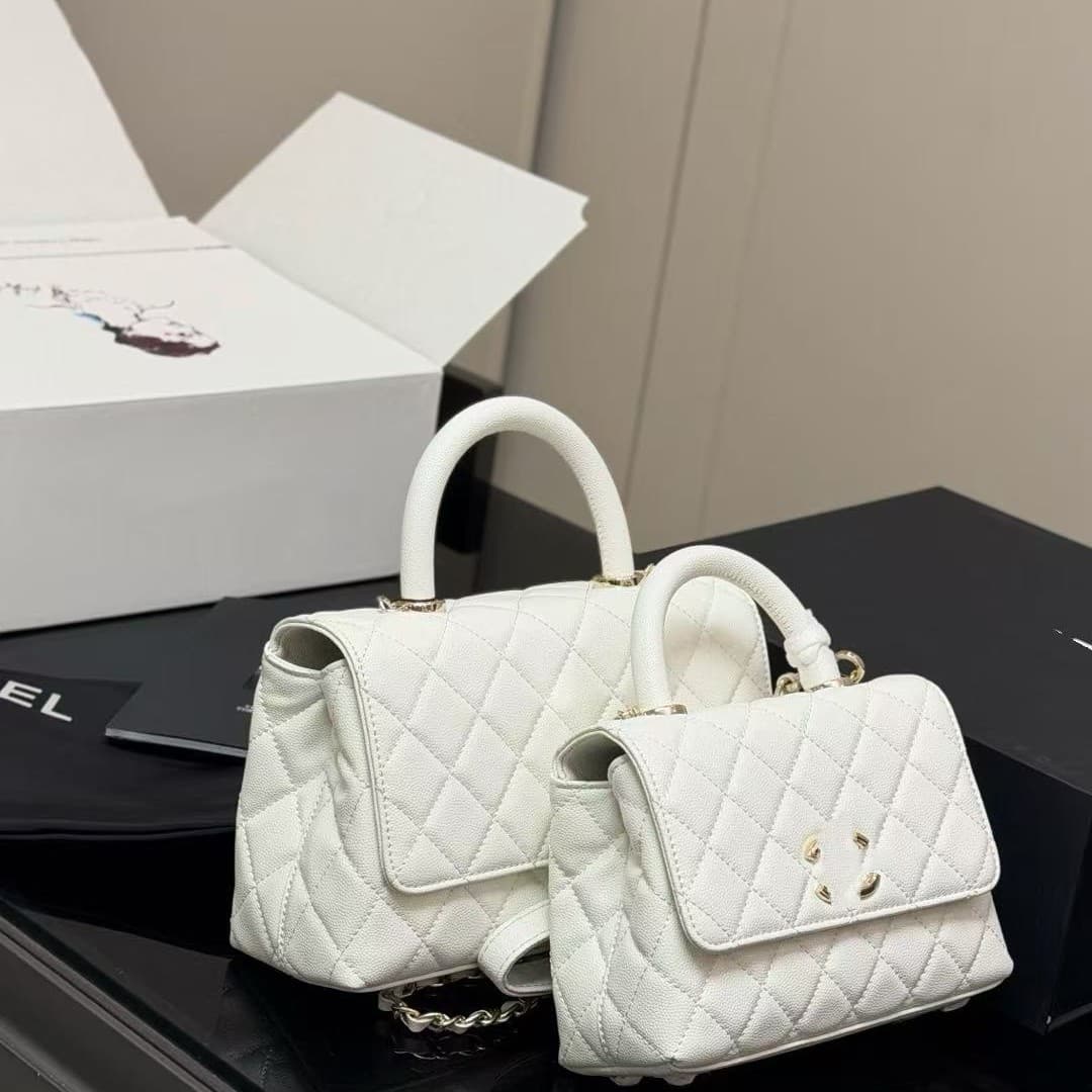 New Genuine Leather Foreign Trade Bean Bag Versatile Diamond Quilted Shoulder Crossbody Handbag Top Handle Chain Women's Bag