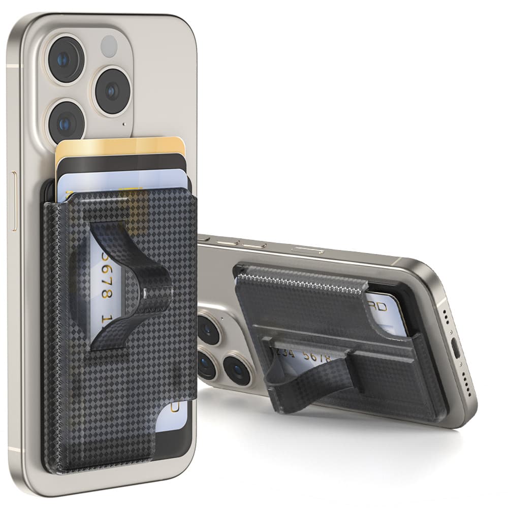 Carbon Fiber Magnetic Card Holder Compatible with iPhone 12 13 14 Mobile Phone Back Adhesive Sticker Anti-magnetic Card Case