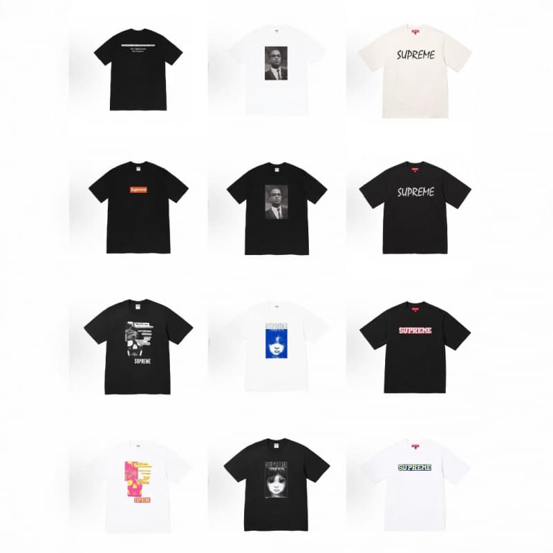 25 full series Supreme chest logo printed pattern round neck short-sleeved American trendy T-shirts for men and women