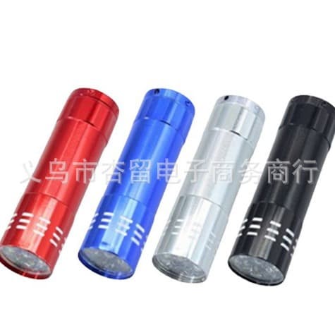 Mini 9-LED UV Flashlight, Aluminum Alloy UV Money Detector Flashlight, UV Curing Fluorescent Agent Detection Light, 3 x AAA Batteries