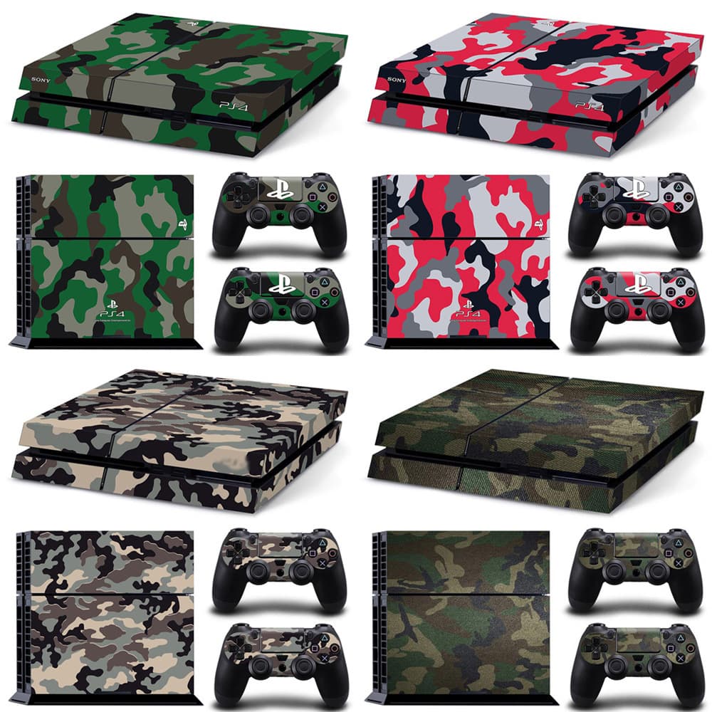 PS4 Skin Sticker PS4 Console Decal with 2 Controller Stickers PS4 Camouflage Pattern Creative Decal