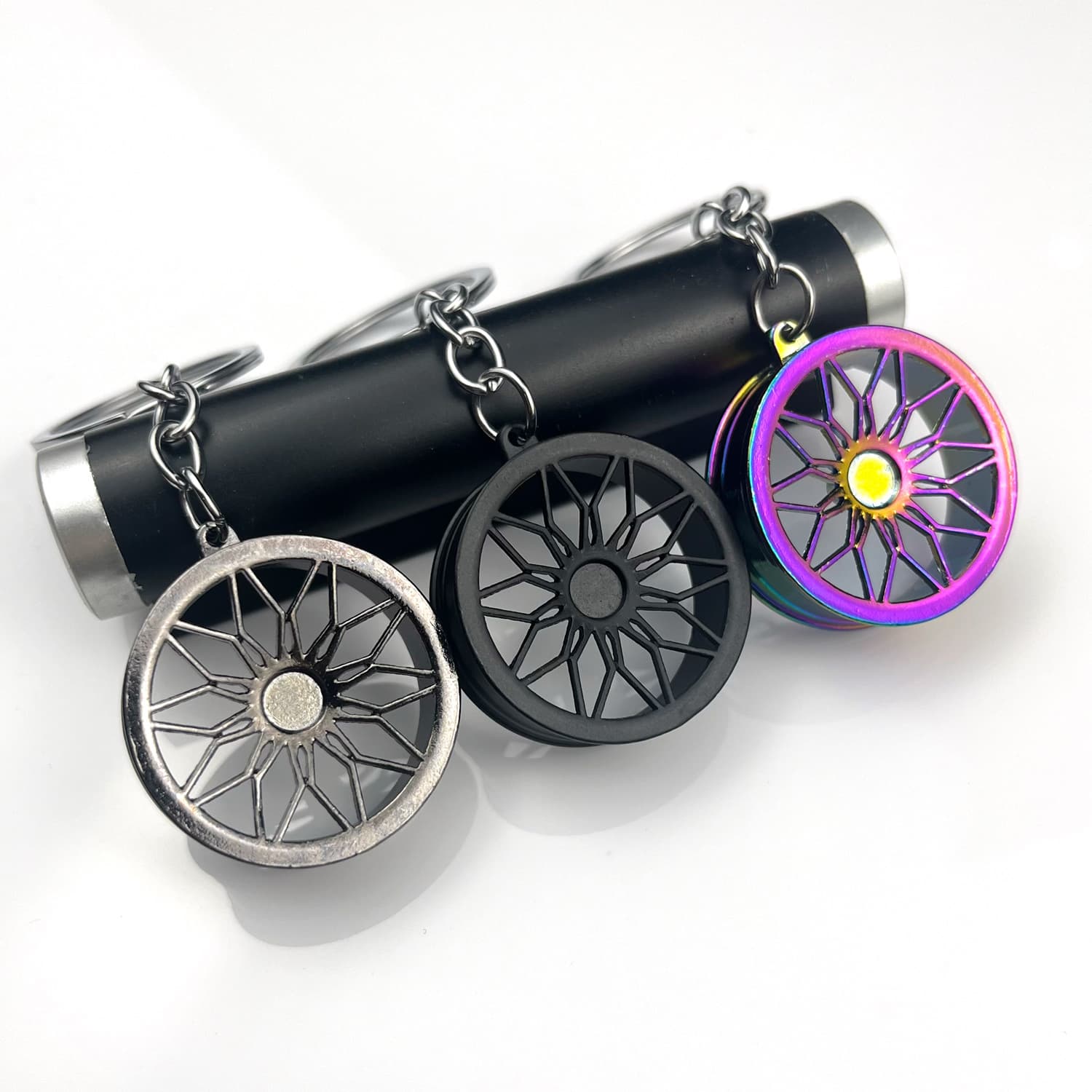 Factory Direct Cross-Border Car Modification Accessories Small Gifts Men's Metal Wheel Pendant Wholesale Wheel Keychain