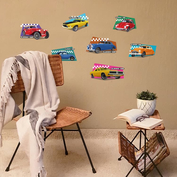 Car wall stickers for children's rooms, easy-to-peel and stick wall stickers for boys' rooms, nurseries, and bedrooms.
