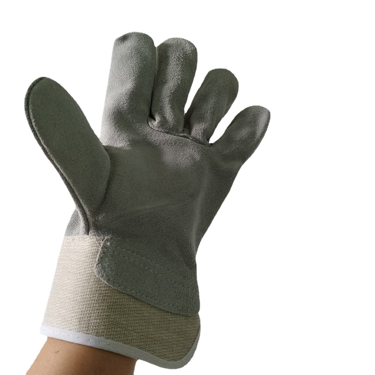 Manufacturer wholesale white cloth with rubber sleeves, semi-leather welding gloves for shipyards, sailors, scaffolders, rebar tying, welding safety protection