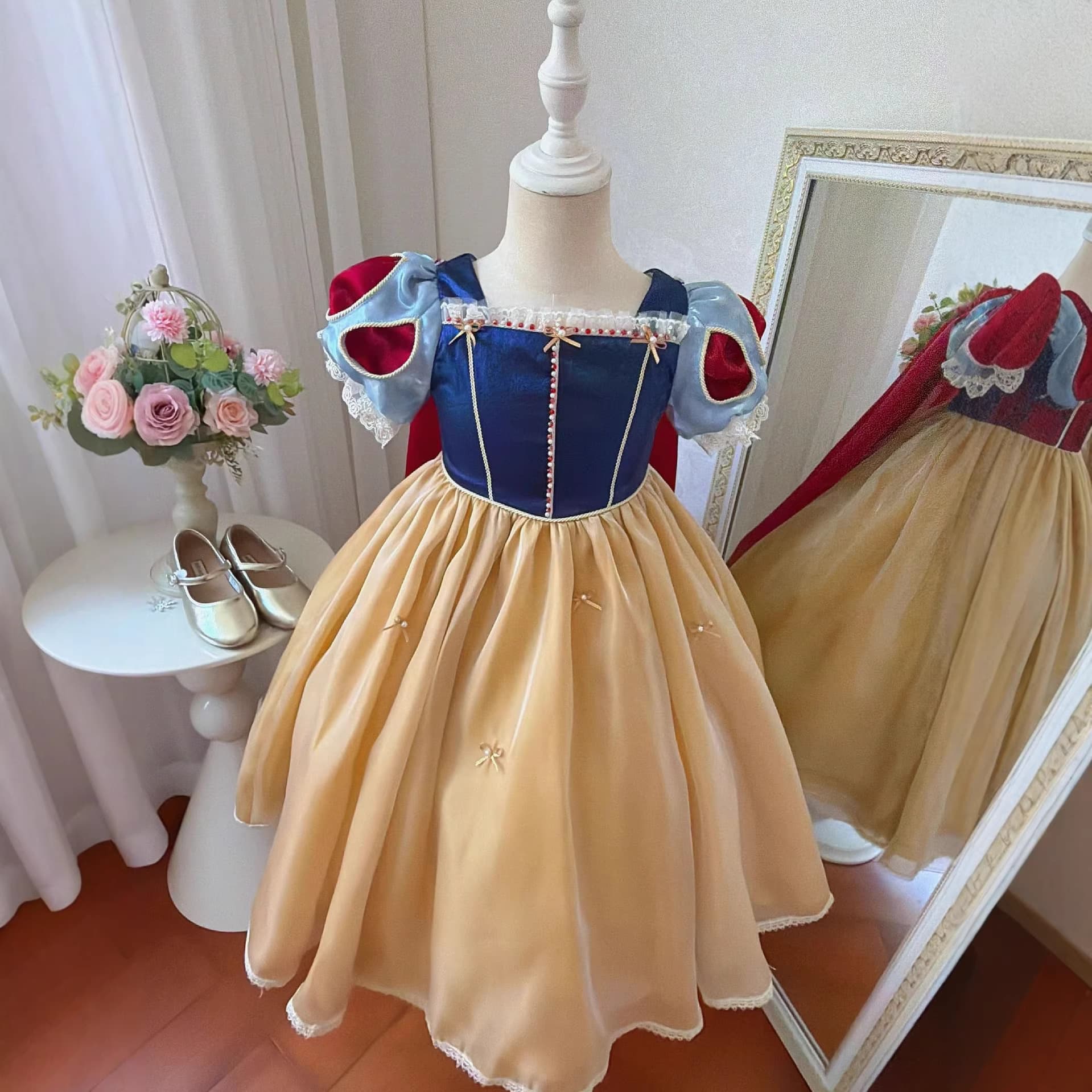DOXO Original Design 26 Girls Heavy Snow White Princess Dress Lace Puff Sleeve Stage Performance Birthday Gown