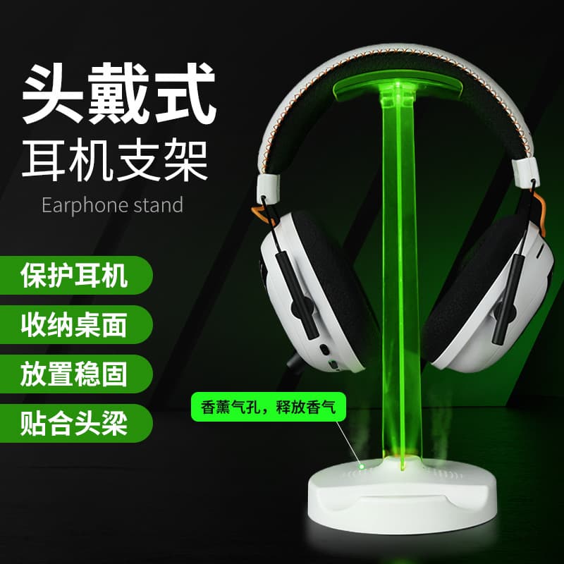 Transparent Multi-Function Headphone Stand with LED Light, 2-in-1 Phone Holder for Gaming Display