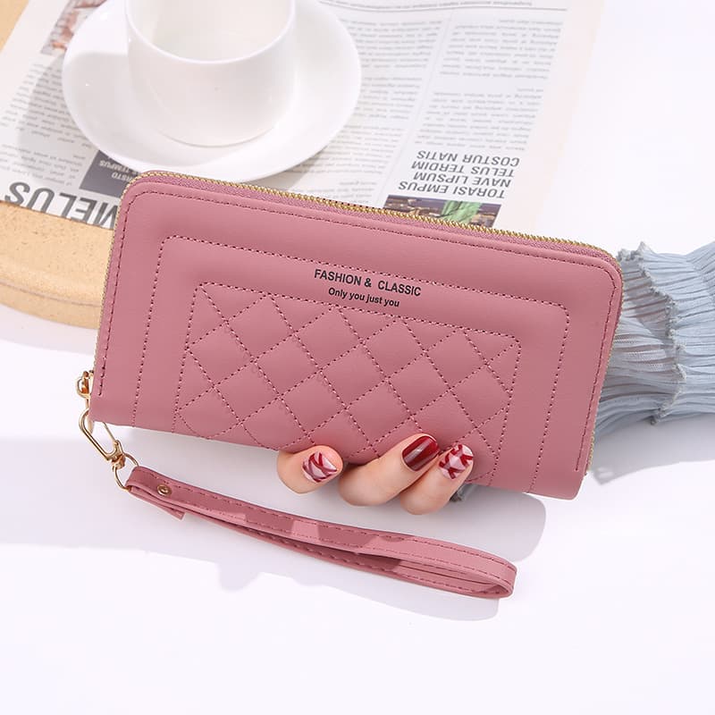 Women's Long Wallet 2024 New Simple Fashionable Single Zipper Large Capacity Multi-Function Handheld Bag Trendy Money Clip