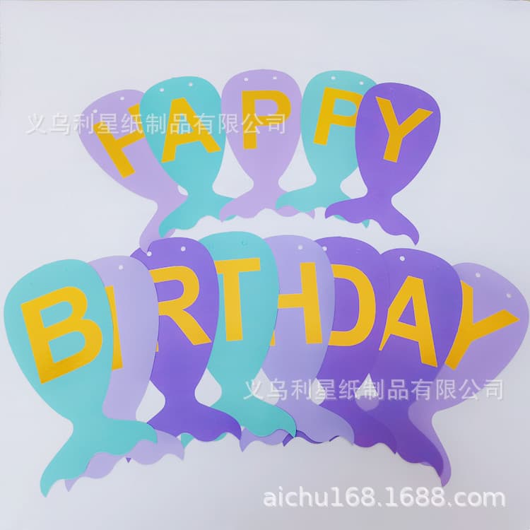 Mermaid Birthday Banner Party Happy Birthday Mermaid Tail Theme Banner Decoration