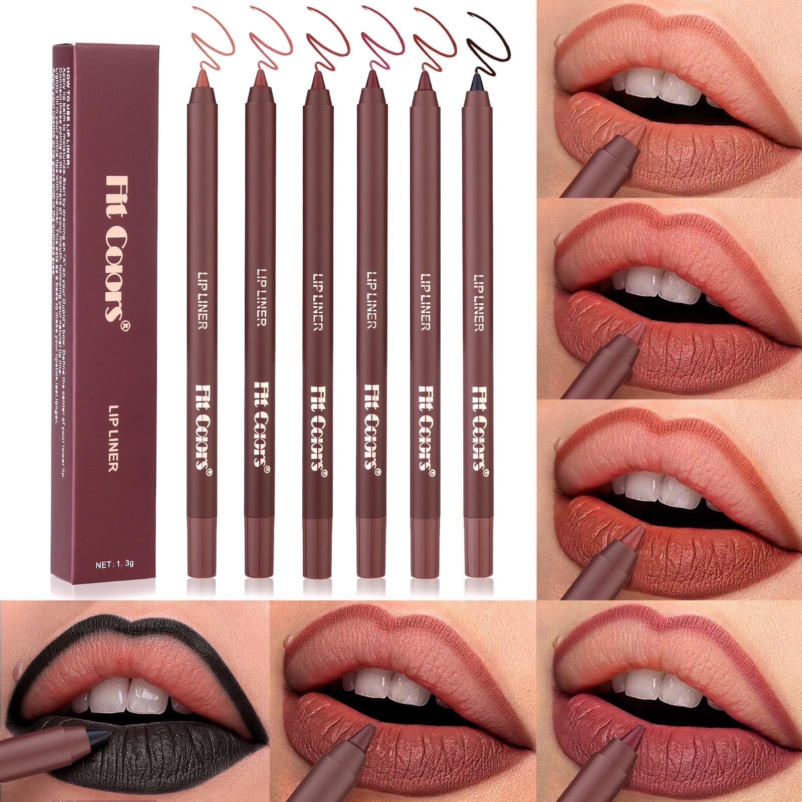 Fit Colors Lip Liner Gel Pen Matte Finish Non-Stick Cup Non-Fading Lipstick Lip Liner Cross-Border Cosmetics