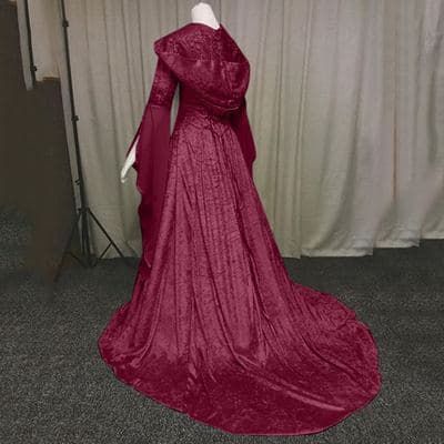 Medieval Vintage Style Wedding Dress 8 Colors Hooded Corset Dress Cosplay Women's Costume