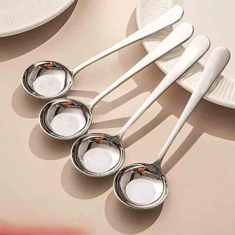 Stainless Steel Round Spoon, Household Food-Grade Dining Spoon, Thickened Soup Spoon, Children's Eating Spoon Wholesale