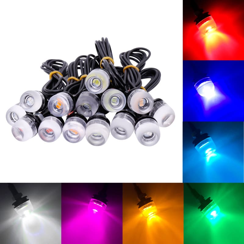 Car LED Frosted Eagle Eye License Plate Light Daytime Running Light 5630 3-LED Motorcycle Tail Light Concave Lens Motorcycle Modification
