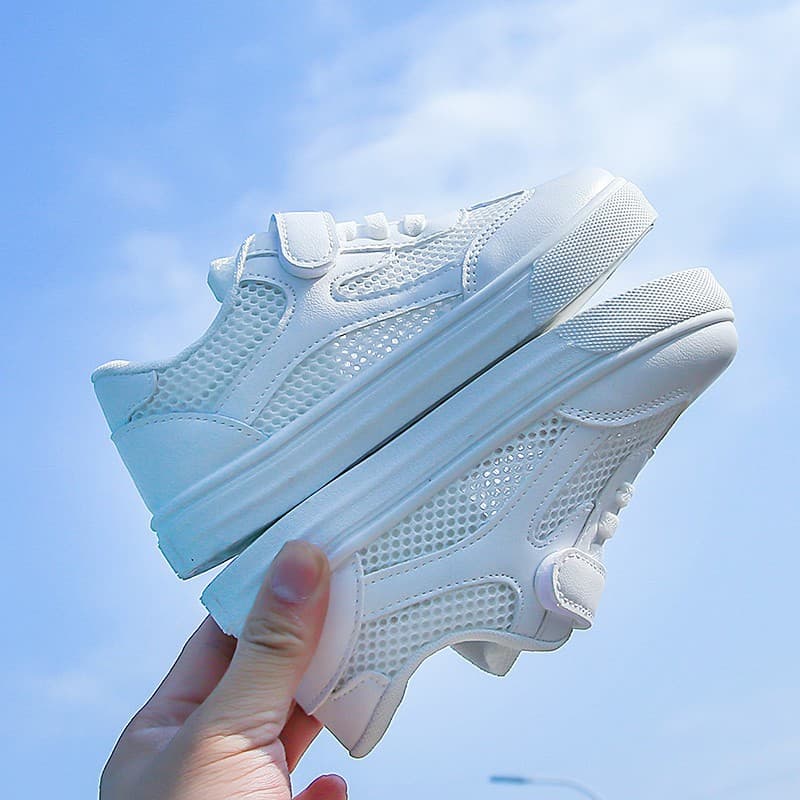 Children's Mesh Shoes Spring/Summer 2025 New Style Boys' White Shoes Girls' Skate Shoes Breathable Soft Sole Sports Hollow Casual Shoes