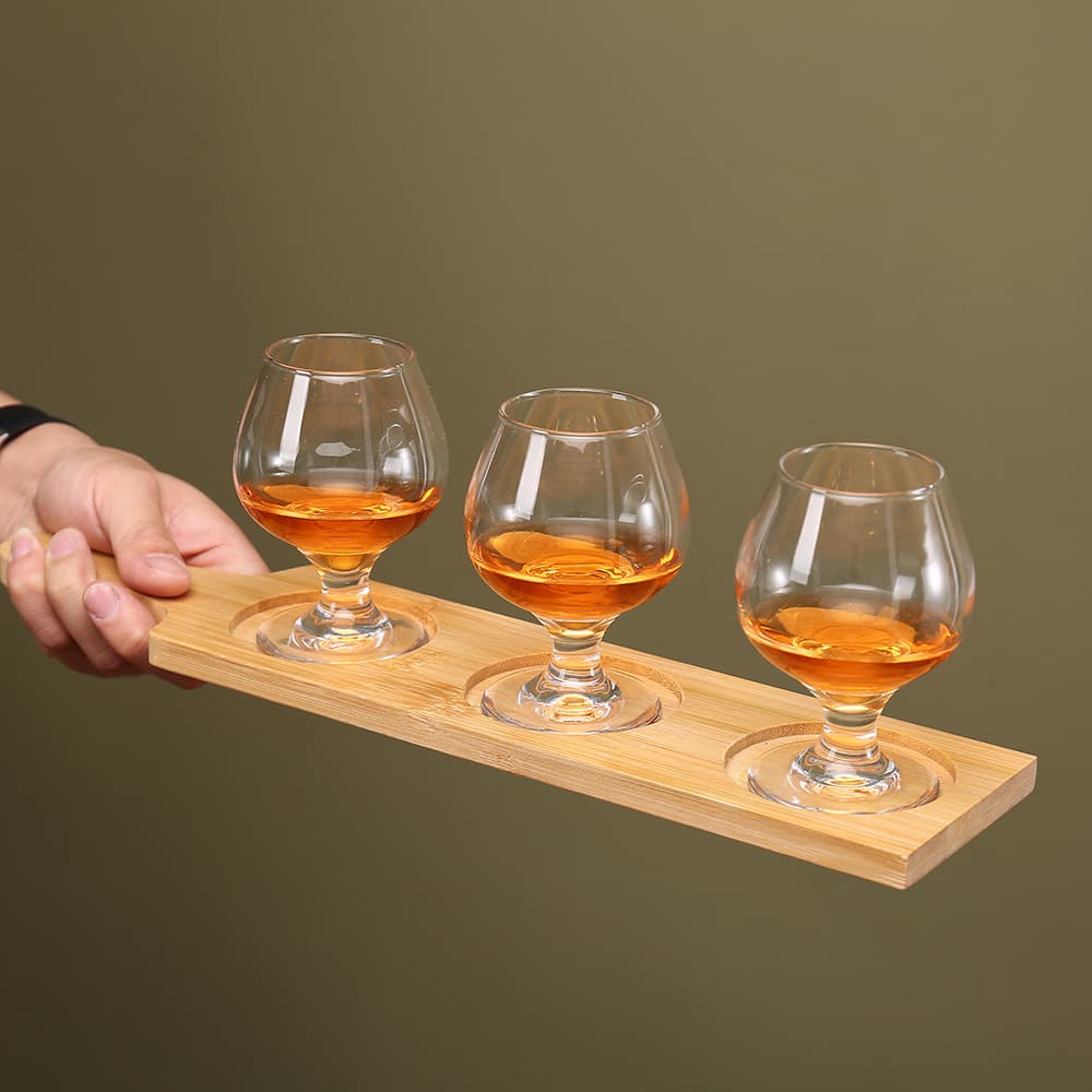 Bamboo and Wood Test Drinking Small Capacity Wine Glass Wooden Bracket Tray Tea Tray Bar Beer Tray Porous Tray