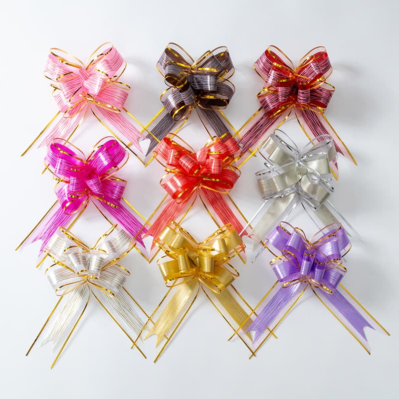Hand-pulled garland ribbon with gold-edged bark texture snow gauze butterfly for wedding room, car, staircase decoration, and Christmas gift wrapping