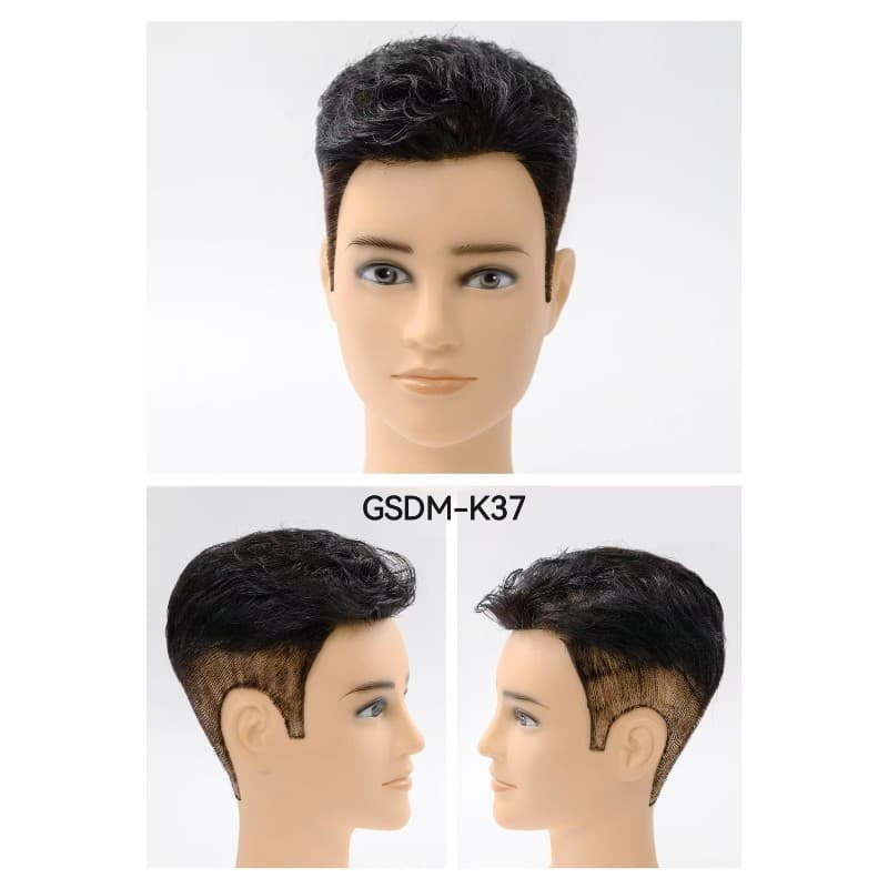 Men's Needle-Punched Top Hair Replacement Hand-Tied Hair Replacement Real Hair Invisible Full Head Toupee Baldness Handsome Men's Hair Toupee