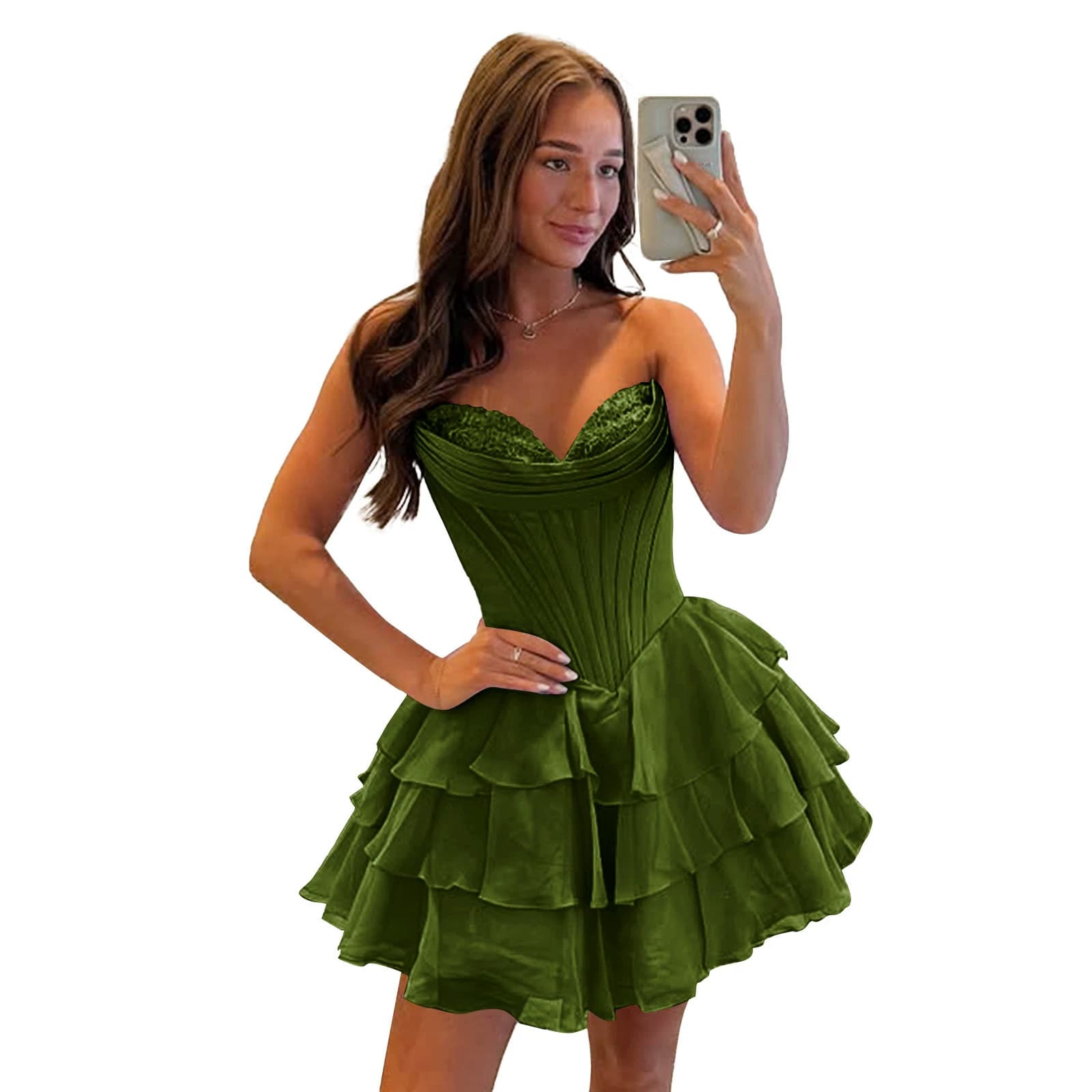 Evening Dress European and American Cross-Border Amazon Tube Top Dress Short Waist Dress Party Banquet Birthday Dress