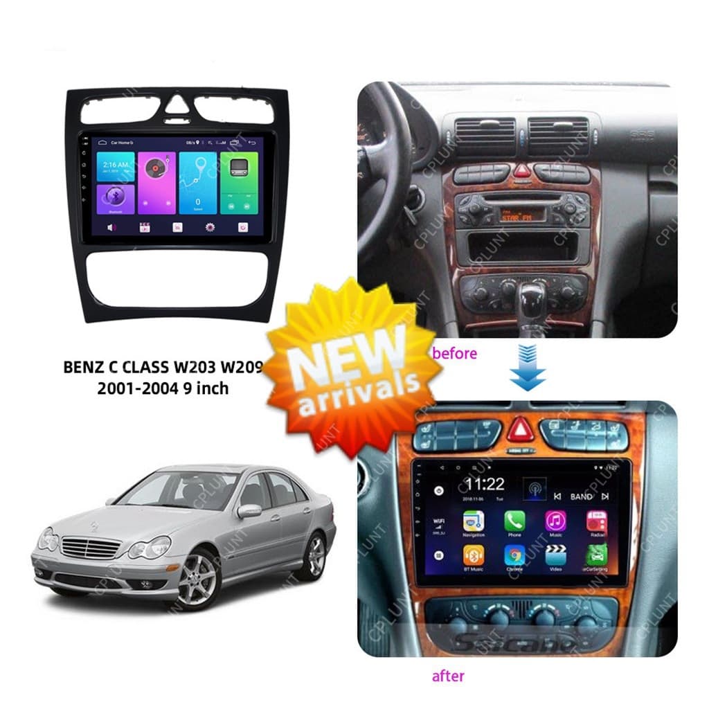 For BENZ Mercedes C-Class W203 W209 Android Car Radio Navigation Dash Kit Trim Panel Frame Bracket