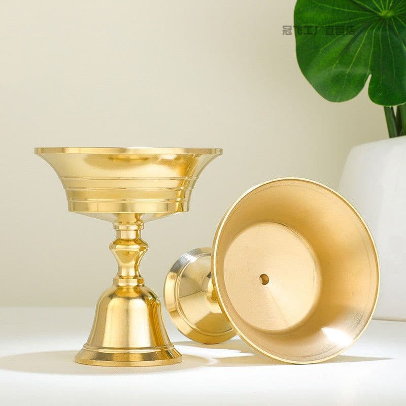 Butter lamp base for Buddhist offerings, copper household worship butter lamp stand, candle eternal flame candlestick